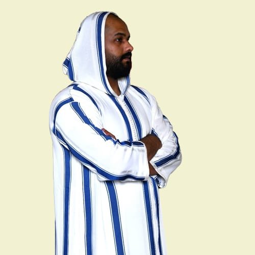 جلباب ازرق وابيض